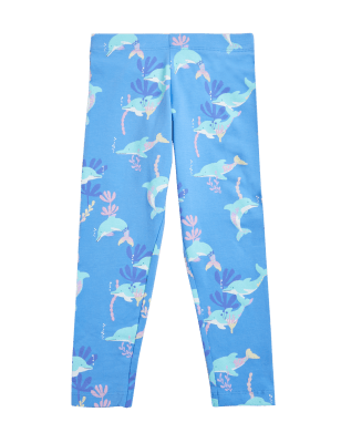 

Girls M&S Collection Cotton Rich Dolphin Print Leggings (2-7 Yrs) - Blue, Blue