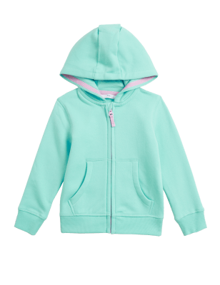 

M&S Collection Hoodie mit hohem Baumwollanteil und Reißverschluss (2-7 J.) - Aqua, Aqua
