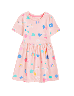 

M&S Collection Kleid aus reiner Baumwolle mit Einhornmotiv (2-7 Jahre) - Pink, Pink