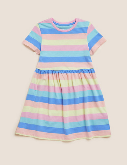 Pure Cotton Striped Dress (2-7 Yrs)