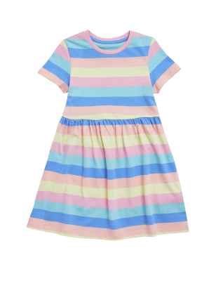 

M&S Collection Gestreiftes Kleid aus reiner Baumwolle (2-7 Jahre) - Multi, Multi