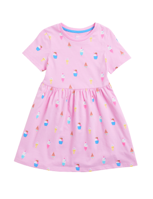 

M&S Collection Kleid aus reiner Baumwolle mit Eismotiv (2-7 J.) - Pink, Pink