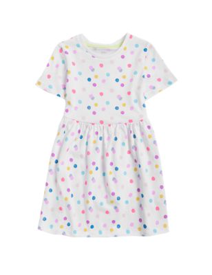 

Girls M&S Collection Pure Cotton Spotted Dress (2-7 Yrs) - White, White