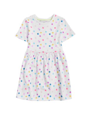 

Girls M&S Collection Pure Cotton Spotted Dress (2-7 Yrs) - White, White