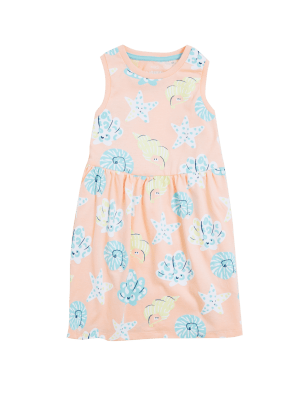 

M&S Collection Vestido 100% algodón con estampado de conchas (2-7 años) - Pink, Pink