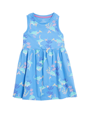 

Girls M&S Collection Pure Cotton Dolphin Print Dress (2 - 7 Yrs) - Blue, Blue