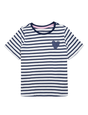 

Girls M&S Collection Pure Cotton Striped T-Shirt (2-7 Yrs) - Navy, Navy