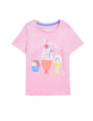 

Girls M&S Collection Pure Cotton Ice Cream T-Shirt (2-7 Yrs) - Pink, Pink
