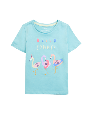 

Girls M&S Collection Pure Cotton Flamingo Print T-Shirt (2-7 Yrs) - Aqua, Aqua
