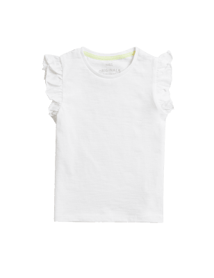 

Girls M&S Collection Pure Cotton Frill T-Shirt (2-7 Yrs) - White, White