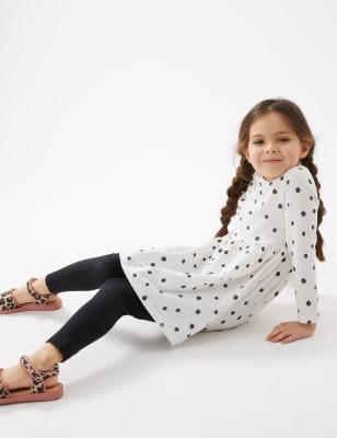 

M&S Collection Gepunktetes Kleid aus reiner Baumwolle (2-7 Jahre) - White, White