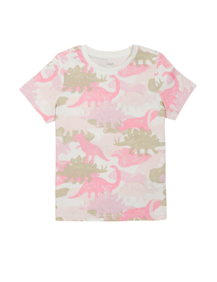 

Girls M&S Collection Pure Cotton Dinosaur Print T-Shirt (2-7 Yrs) - Lilac Mix, Lilac Mix