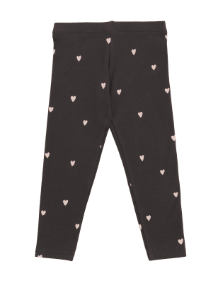 

M&S Collection Leggings de algodón con estampado de corazones (2-7 años) - Charcoal, Charcoal