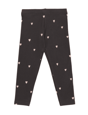 

Girls M&S Collection Cotton Rich Heart Print Leggings (2-7 Yrs) - Charcoal, Charcoal