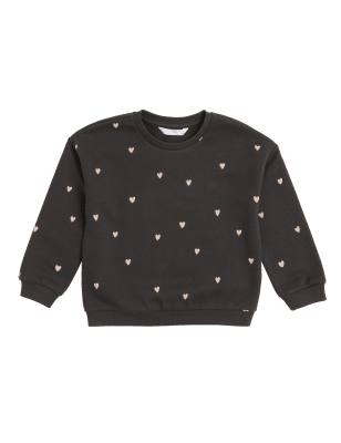 

Girls M&S Collection Cotton Rich Heart Print Sweatshirt (2-7 Yrs) - Charcoal, Charcoal