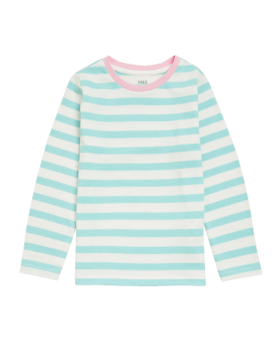 

Girls M&S Collection Pure Cotton Striped Top (2-7 Yrs) - Aqua, Aqua