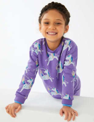 Cotton Rich Unicorn Print Sweatshirt (2-7 Yrs) - FR