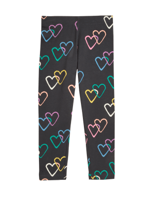 

Girls M&S Collection Cotton Rich Heart Print Leggings (2-7 Yrs) - Charcoal, Charcoal