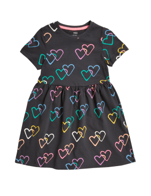 

Girls M&S Collection Pure Cotton Heart Print Dress (2-7 Yrs) - Charcoal, Charcoal