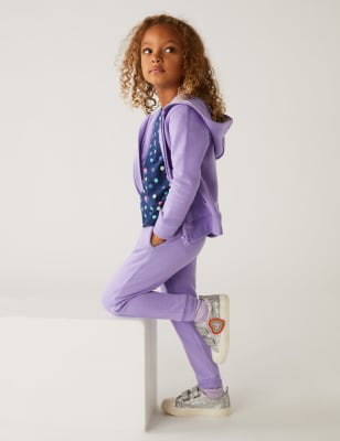 Marks And Spencer Girls M&S Collection Cotton Rich Joggers (2-7 Yrs) - Purple, Purple