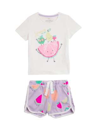 

M&S Collection Outfit (Oberteil/Hose) aus reiner Baumwolle mit Obstmuster (2-7 J.) - Multi, Multi