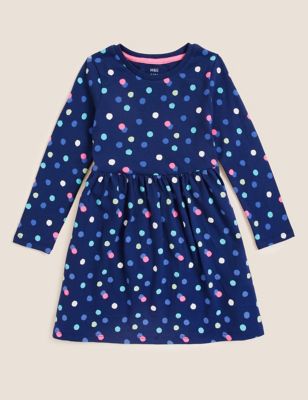 

Girls M&S Collection Pure Cotton Spotted Dress (2-7 Yrs) - Navy, Navy