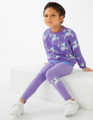 Cotton Rich Unicorn Print Leggings (2-7 Yrs)