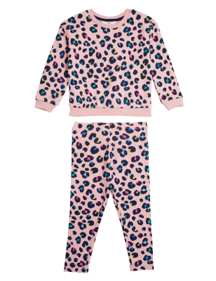 

Girls M&S Collection Cotton Rich Leopard Top & Bottom Outfit (2-7 Yrs) - Pink, Pink