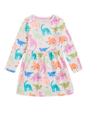 

Girls M&S Collection Pure Cotton Dinosaur Print Dress (2-7 Yrs) - Multi, Multi