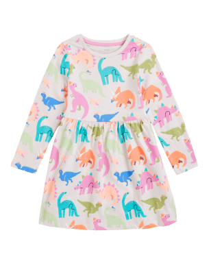 

M&S Collection Kleid aus reiner Baumwolle mit Dinosauriermotiv (2-7 Jahre) - Multi, Multi