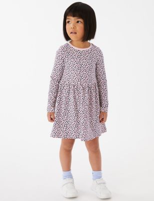 Marks And Spencer Girls M&S Collection Pure Cotton Leopard Dress (2-7 Yrs) - Pink