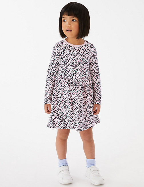 Marks And Spencer Girls M&S Collection Pure Cotton Leopard Dress (2-7 Yrs) - Pink