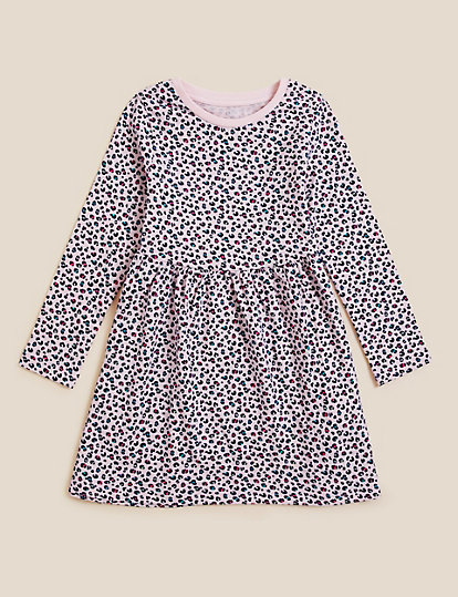 Pure Cotton Leopard Dress (2-7 Yrs)