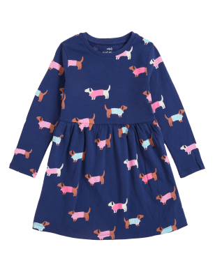 

Girls M&S Collection Pure Cotton Sausage Dog Print Dress (2-7 Yrs) - Navy, Navy