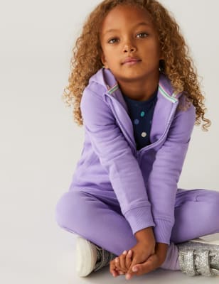 Marks And Spencer Girls M&S Collection Cotton Rich Hoodie (2-7 Yrs) - Purple