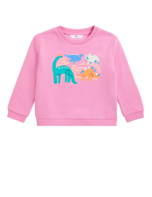 

Girls M&S Collection Cotton Rich Dinosaur Print Sweatshirt (2-7 Yrs) - Pink, Pink