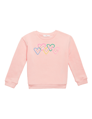 

Girls M&S Collection Cotton Rich Heart Print Sweatshirt (2-7 Yrs) - Pink, Pink