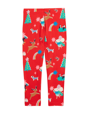 

Girls M&S Collection Cotton Rich Festive Print Leggings (2-7 Yrs) - Red, Red