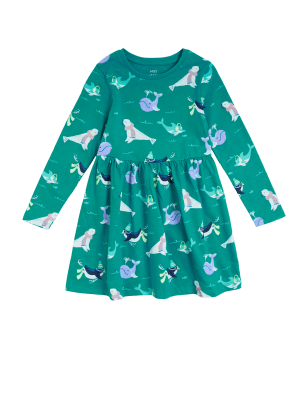 

Girls M&S Collection Pure Cotton Penguin Print Dress (2-7 Yrs) - Green, Green