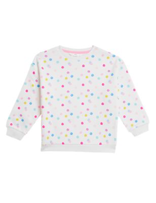 

Girls M&S Collection Cotton Rich Spot Print Sweatshirt (2-7 Yrs) - White Mix, White Mix