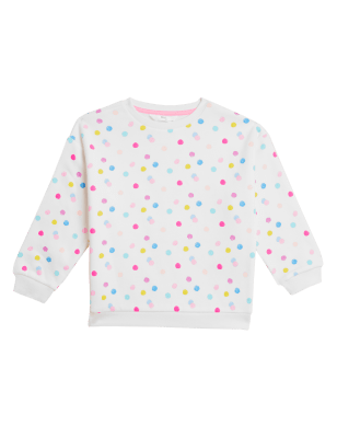 

M&S Collection Sweatshirt mit hohem Baumwollanteil und Punktmuster (2-7 J.) - White Mix, White Mix