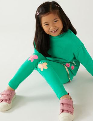 

Girls Cotton Rich Butterfly Leggings (2-8 Yrs) - Green, Green