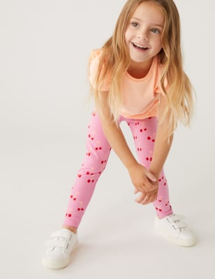 

Girls Cotton Rich Cherry Print Leggings (2-8 Yrs) - Pink, Pink