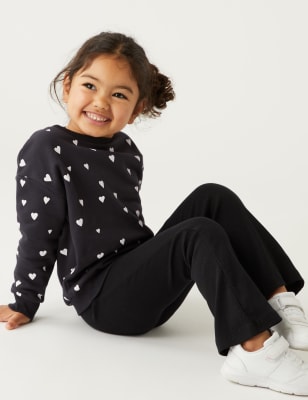 

M&S Collection Sweatshirt mit hohem Baumwollanteil und Herzmuster (2-8 J.) - Charcoal, Charcoal