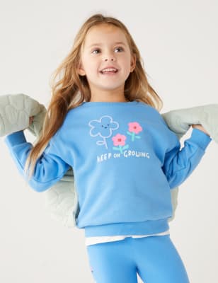 

Girls M&S Collection Cotton Rich Flower Sweatshirt (2-8 Yrs) - Blue, Blue