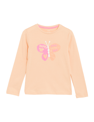 

Girls M&S Collection Cotton Rich Butterfly Top (2-8 Yrs) - Coral, Coral