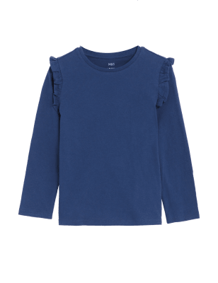 

M&S Collection Rüschenkleid aus Baumwollmischung (2-8 J.) - Navy, Navy