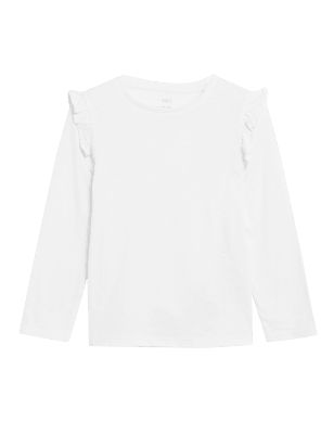 

Girls M&S Collection Cotton Blend Frill Top (2-8 Yrs) - White, White