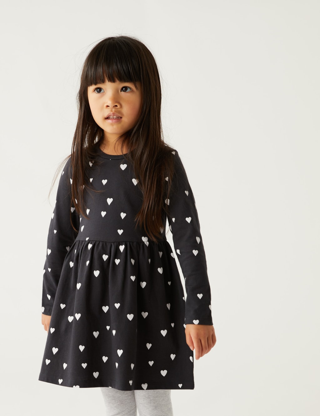 Pure Cotton Heart Print Dress (2-8 Yrs) image 1