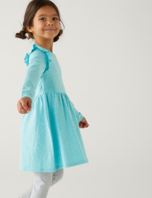 

M&S Collection Vestido con algodón con volantes (2-8 años) - Aqua, Aqua